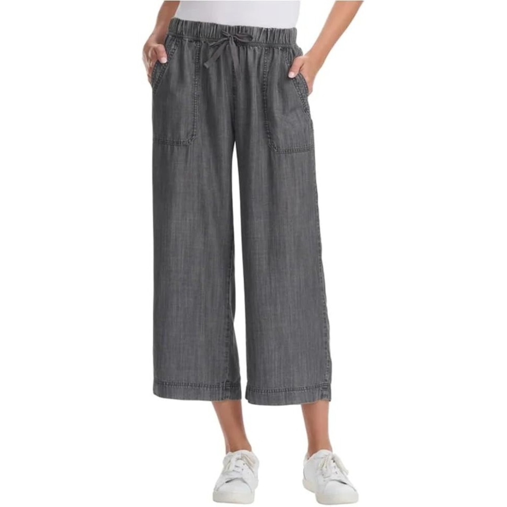 Splendid Women's Cropped Wide Leg Drawstring Pant, Black, Size Medium